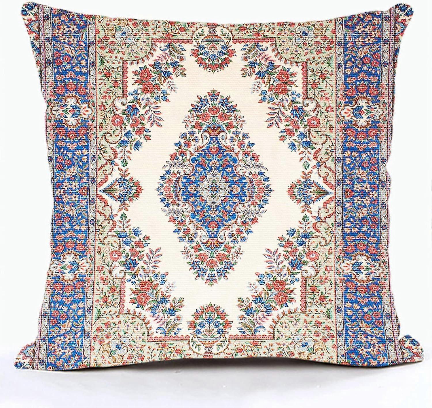 ペルシャの民族パターン自由奔放に生きる枕カバー南西の農家の枕カバー家の装飾18x18インチコットンリネンスロー枕カバーソファ用クッションカバー