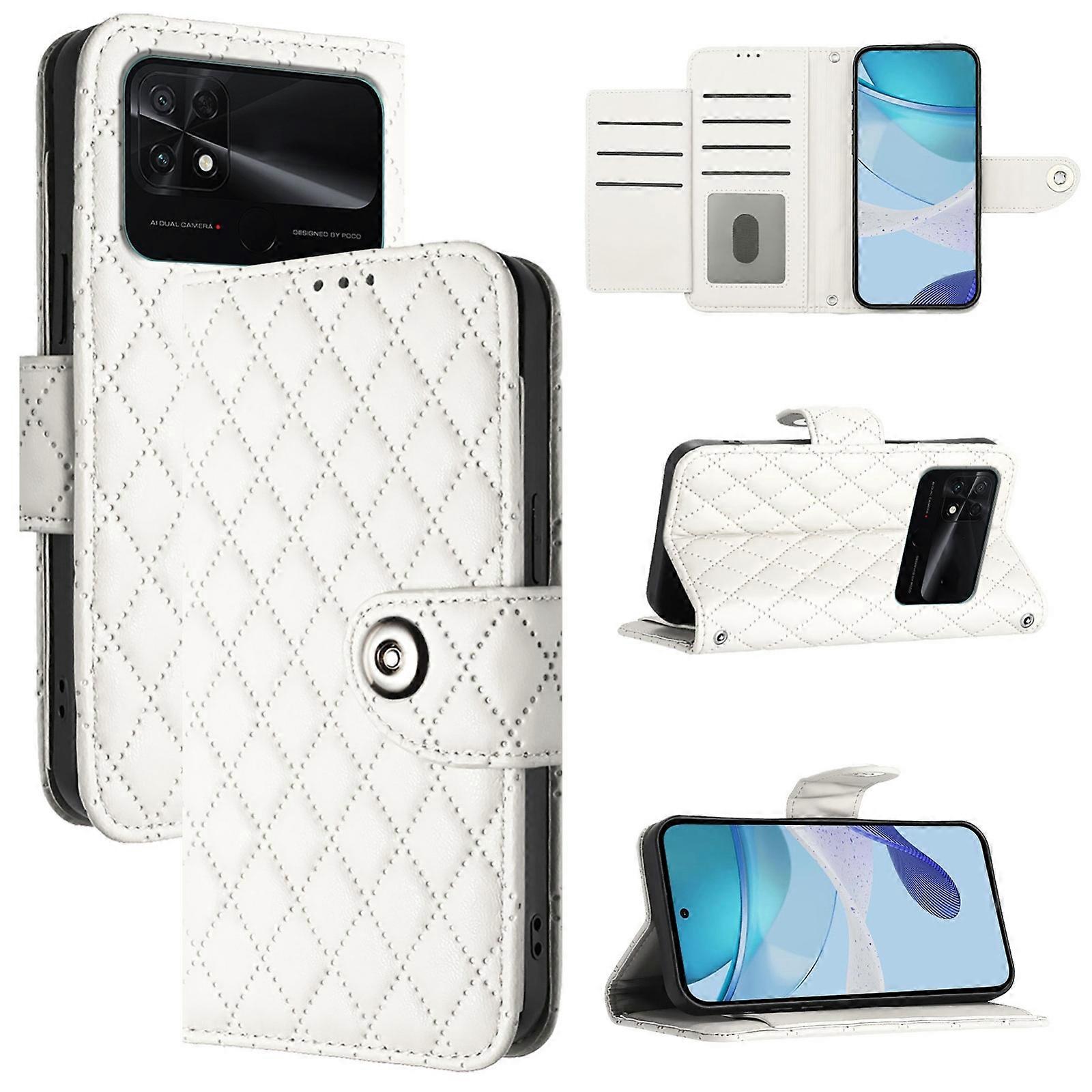 Rhombic Leather Case For Xiaomi Poco C40