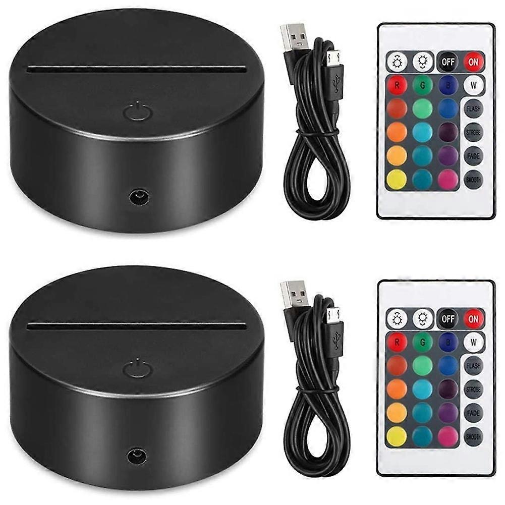 2er-Pack 3D-Nacht-LED-Lichtlampensockel + Fernbedienung + USB-Kabel, 16 Farben Lichtshow-Displayständer