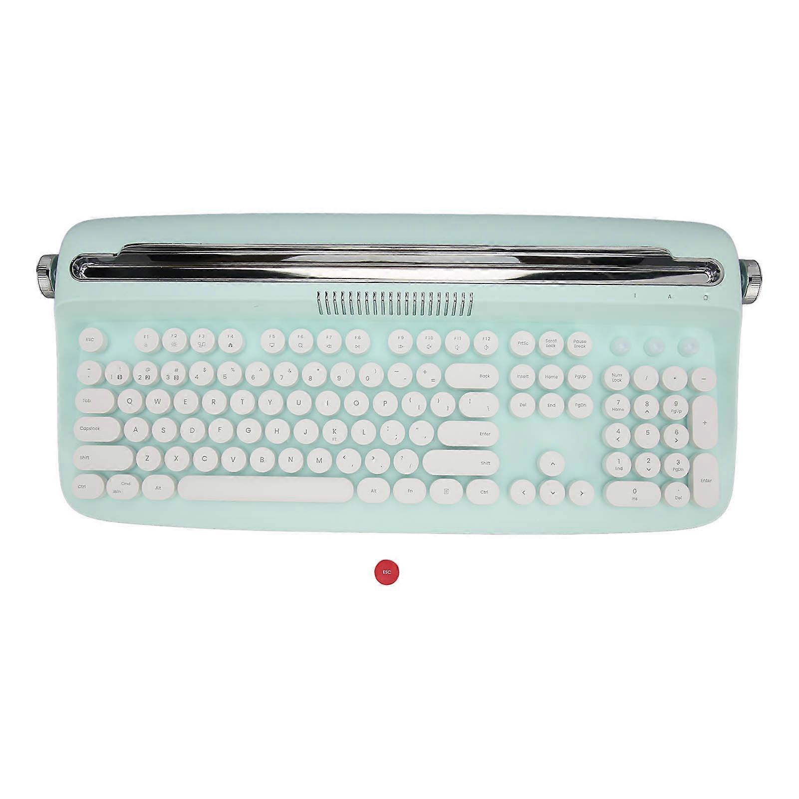Wireless Typewriter Keyboard Retro Style 104 Keys BT5.0 Integrated Stand Tablet Keyboard for Smart Phone Laptop Green