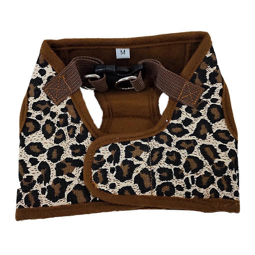 Pet Dog Canvas Chest Harness Vest - Size M (Leopard Print)