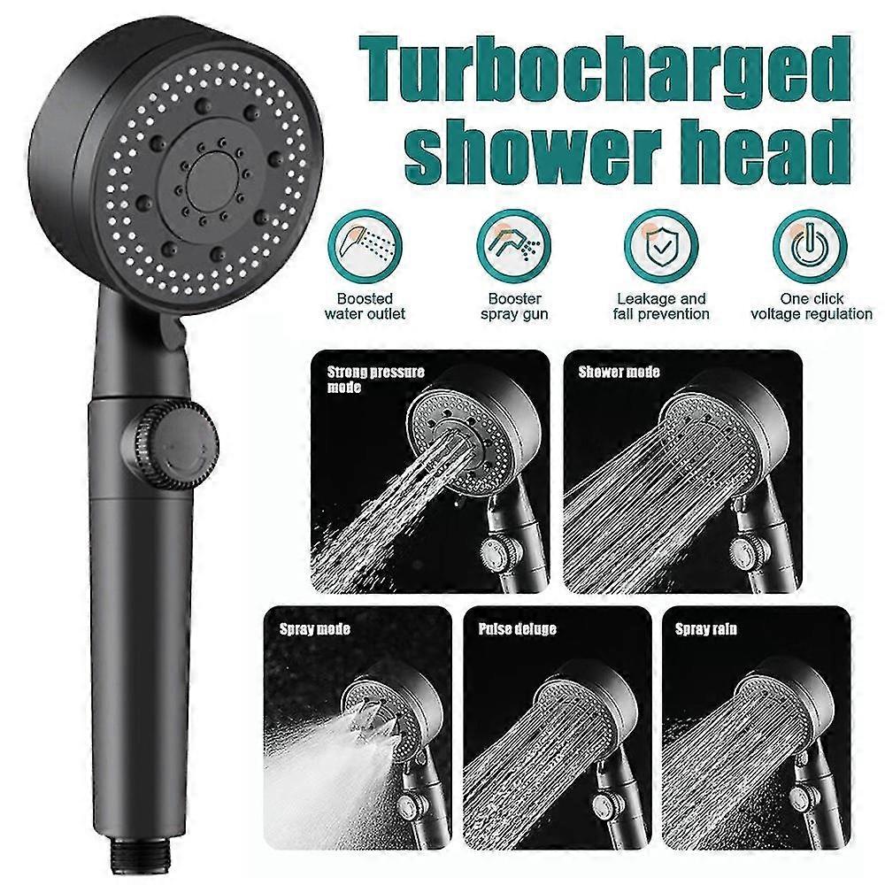High Pressure 5 Mode Hand Shower - Bathroom Shower Head With Spray Gun, Removable Shower Head, Anti-Clog Silicone Holes