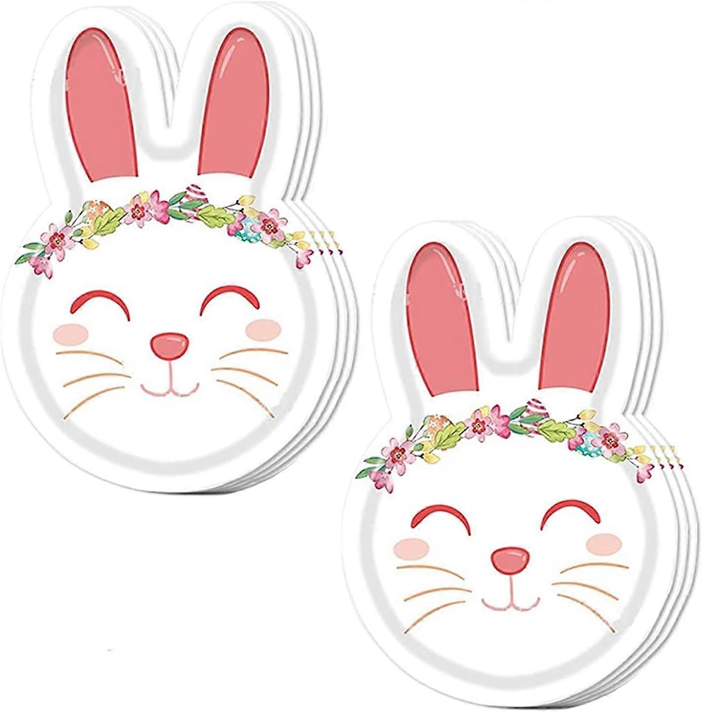6Pcs Easter Party Paper Plates,Easter Tableware Decor Easte Dessert Plates Pink Bunny Shape Disposable
