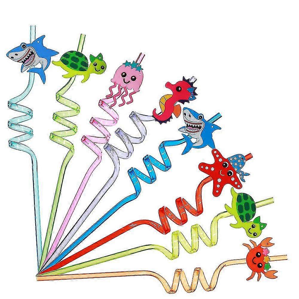 24 Pcs Reusable Sea Animal Straws-i