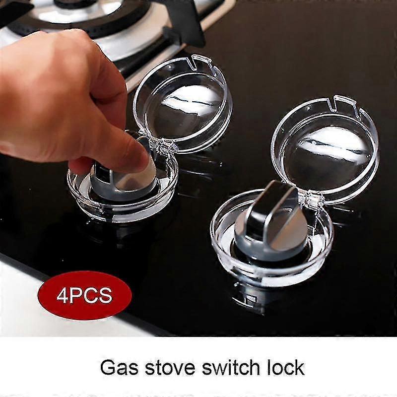 Clear Gas Stove Knob Cover Kit Kitchen Switch Protective Covers4pcs