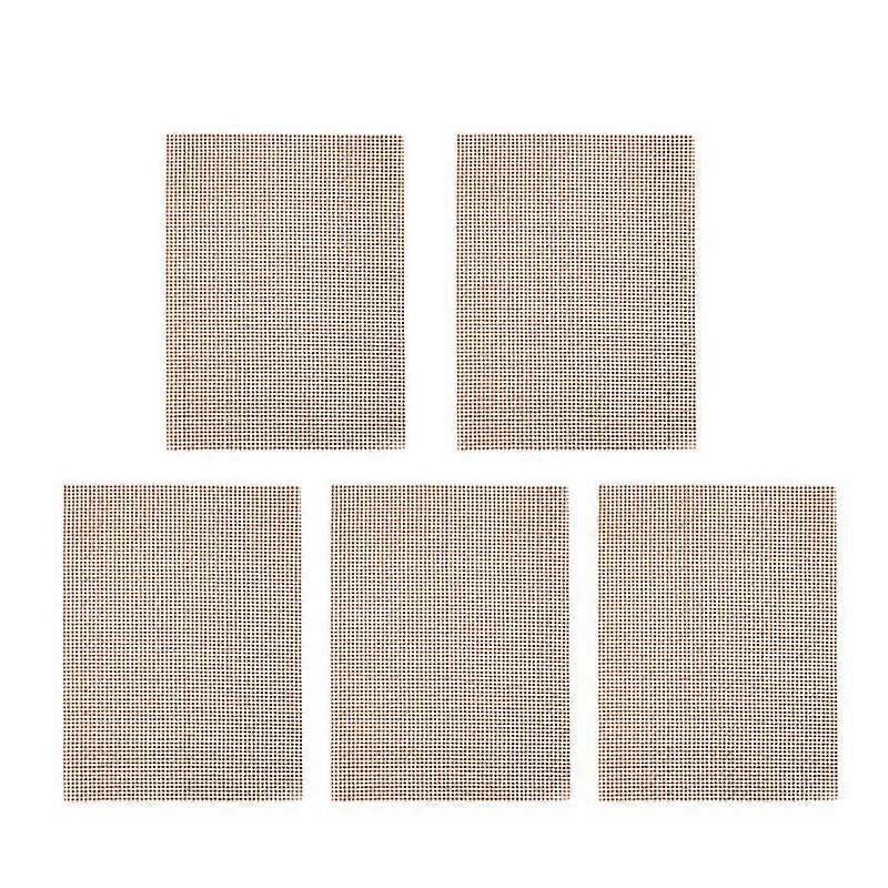 5pcs ptfe grill grid mat non-stick grilled mesh ptfe barbecue mat high temperature resistant grill pads(beige)