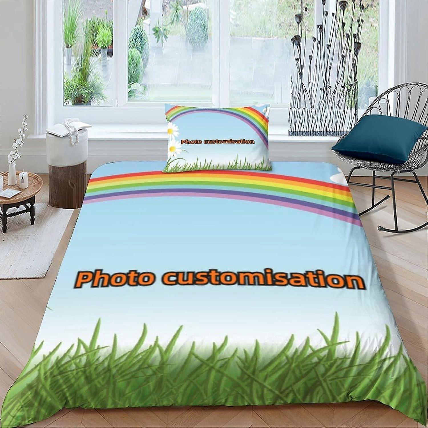 Photo Customization Duvet Cover Bedding Set Microfiber Pieces DIY Customization Bedding Set with Duvet Covers Pillowcases with Fe