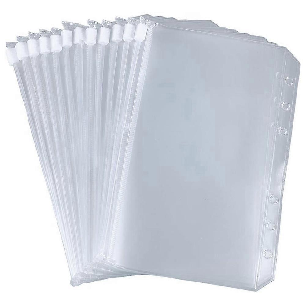 24 Pcs Binder Pockets A6 Size 6 Holes Binder Zipper Folders for 6-Ring Notebook Binder Loose Leaf B