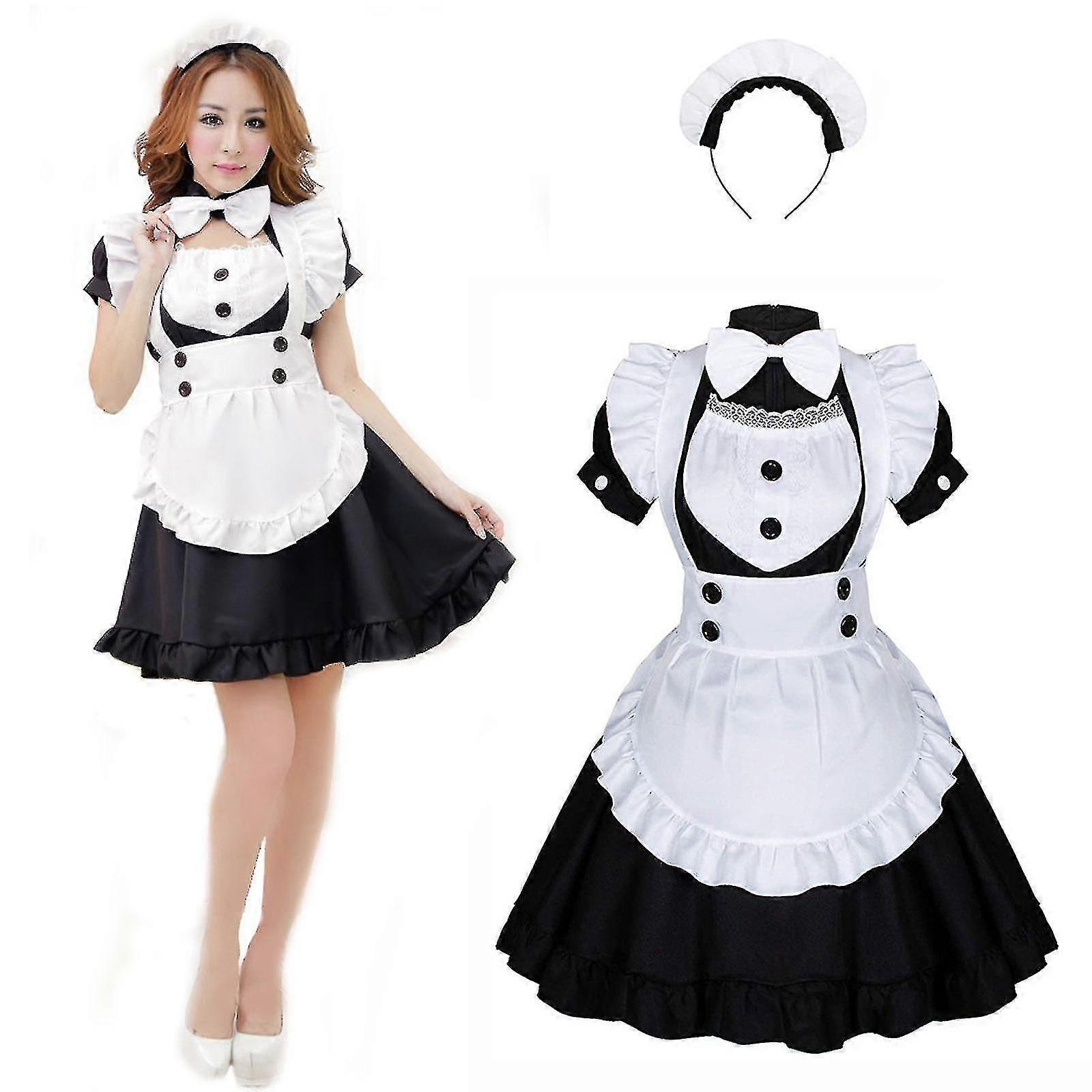 일본 애니메이션 로리타 메이드 드레스 - 달콤한 귀여운 웨이트리스 코스프레 의상(M-5XL)