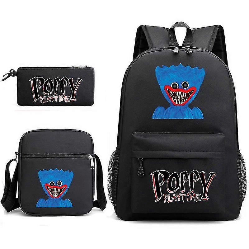 3pcs/set Cute Young Classic Doll Pattern Student Nylon Adjustable Backpack