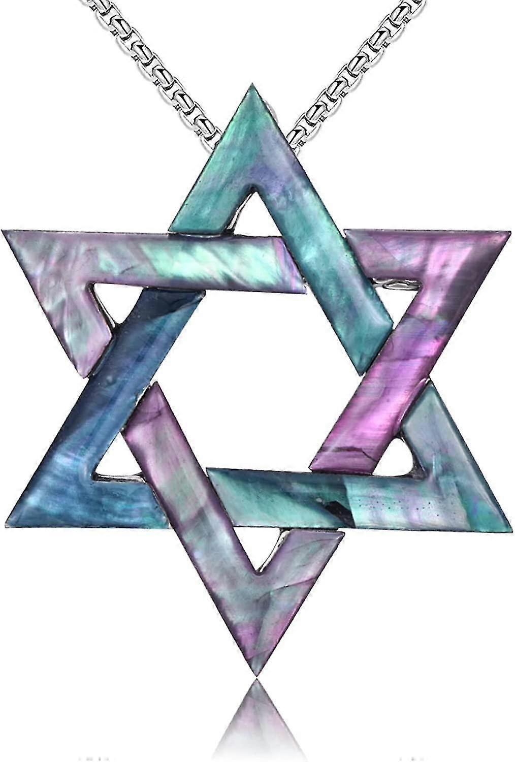 Davidova hvězda náhrdelník, moře abalone shell hexagram hvězda přívěsek židovský Izrael šperky módní geometrická hvězda přívěsek náhrdelník pro ženy muže