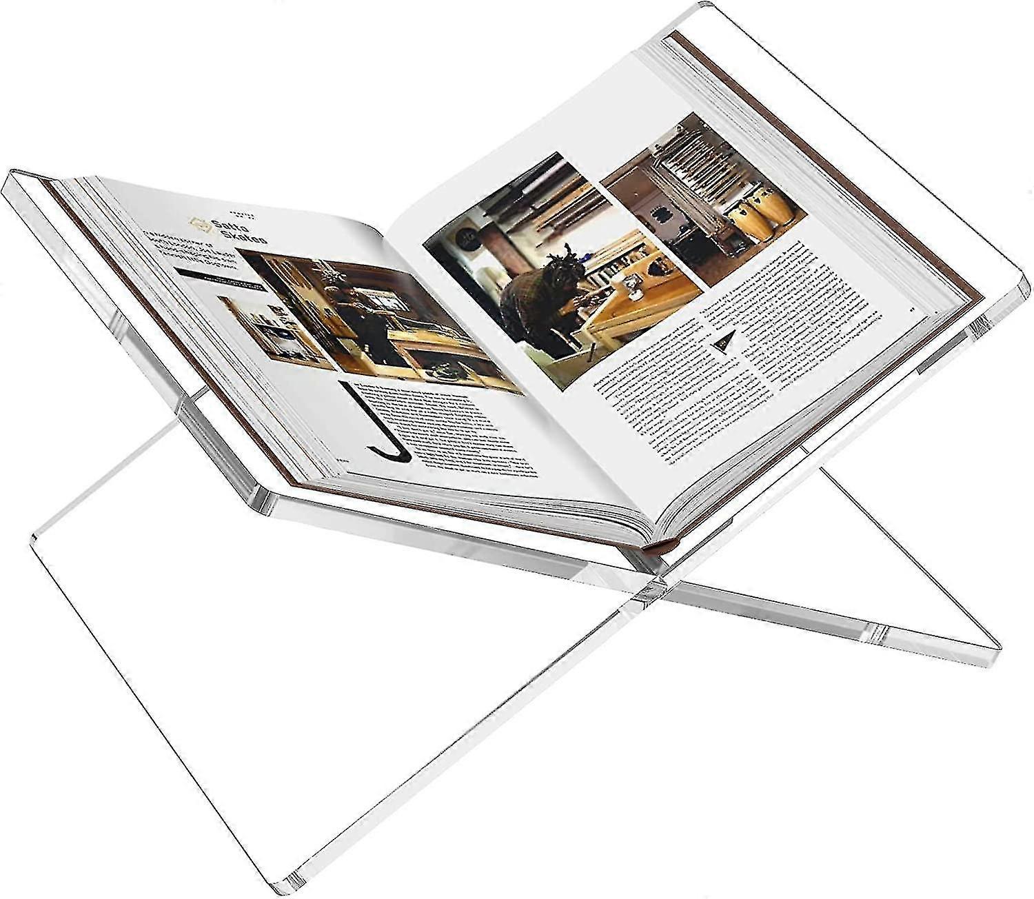 Clear Acrylic Book Stand, Acrylic Book Holder For Cook Book Display, Sturdy Book Reading Stand On Desk
