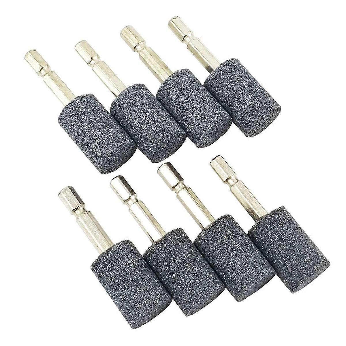 8 Pcs Cylinder Grinding Stone - 1/4inch Hex Shank Abrasive Stone Mounted Grinding Point for Rotary