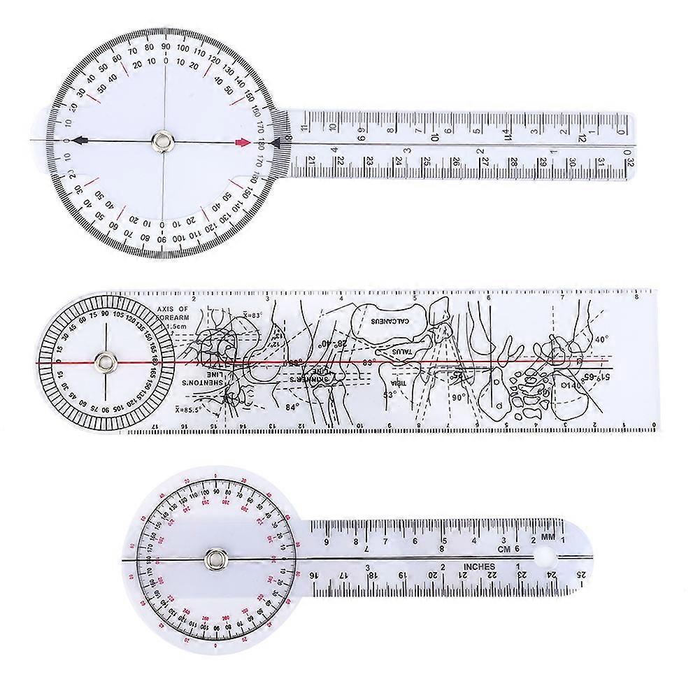 3 stuks 360 graden gradenboog spinale goniometer medische liniaal - 6/8/10inch