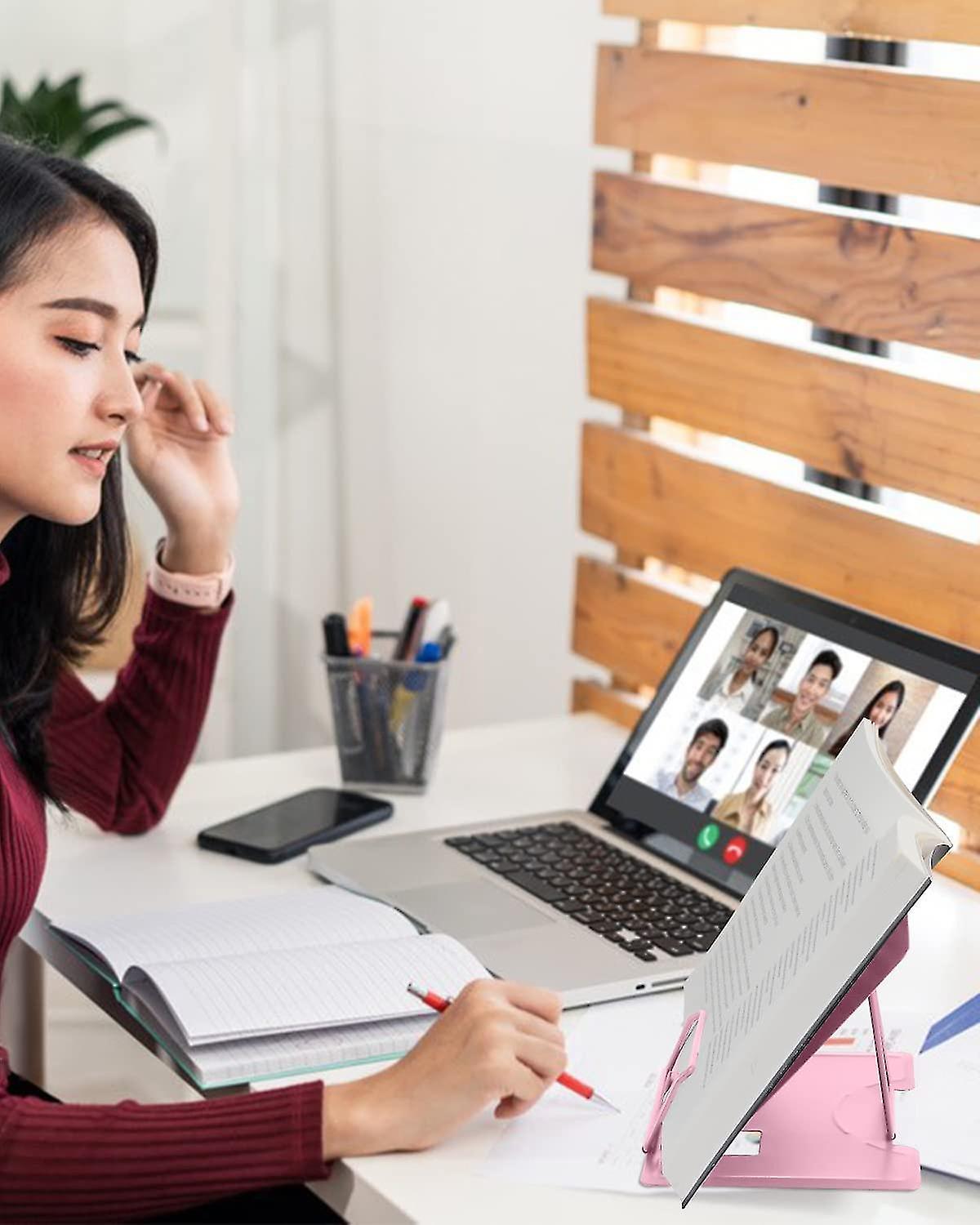 Dhrs Book Stand Metal Reading Rest Book Holder Adjustable Cookbook Documents Holder Portable Sturdy Bookstands For Recipes Textbooks Tablet Music Book