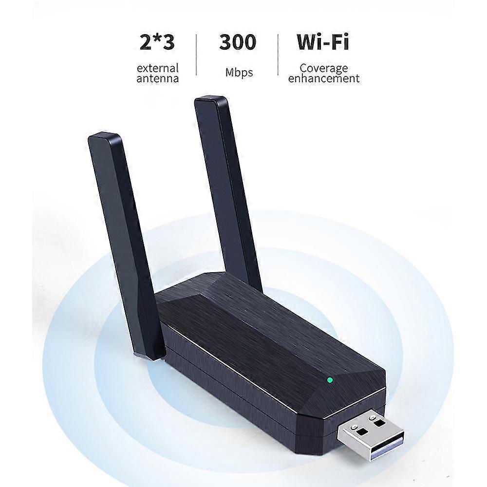 Usb Wifi Adapter Network Extain Receiver 300mbps Black