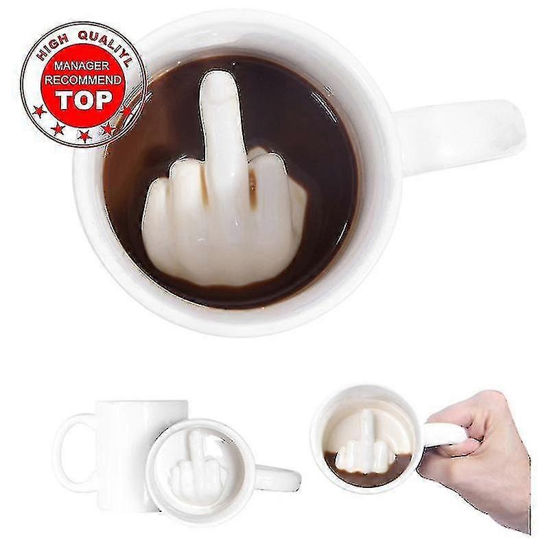 Creative Design White Finger Mug 300ml Capacity