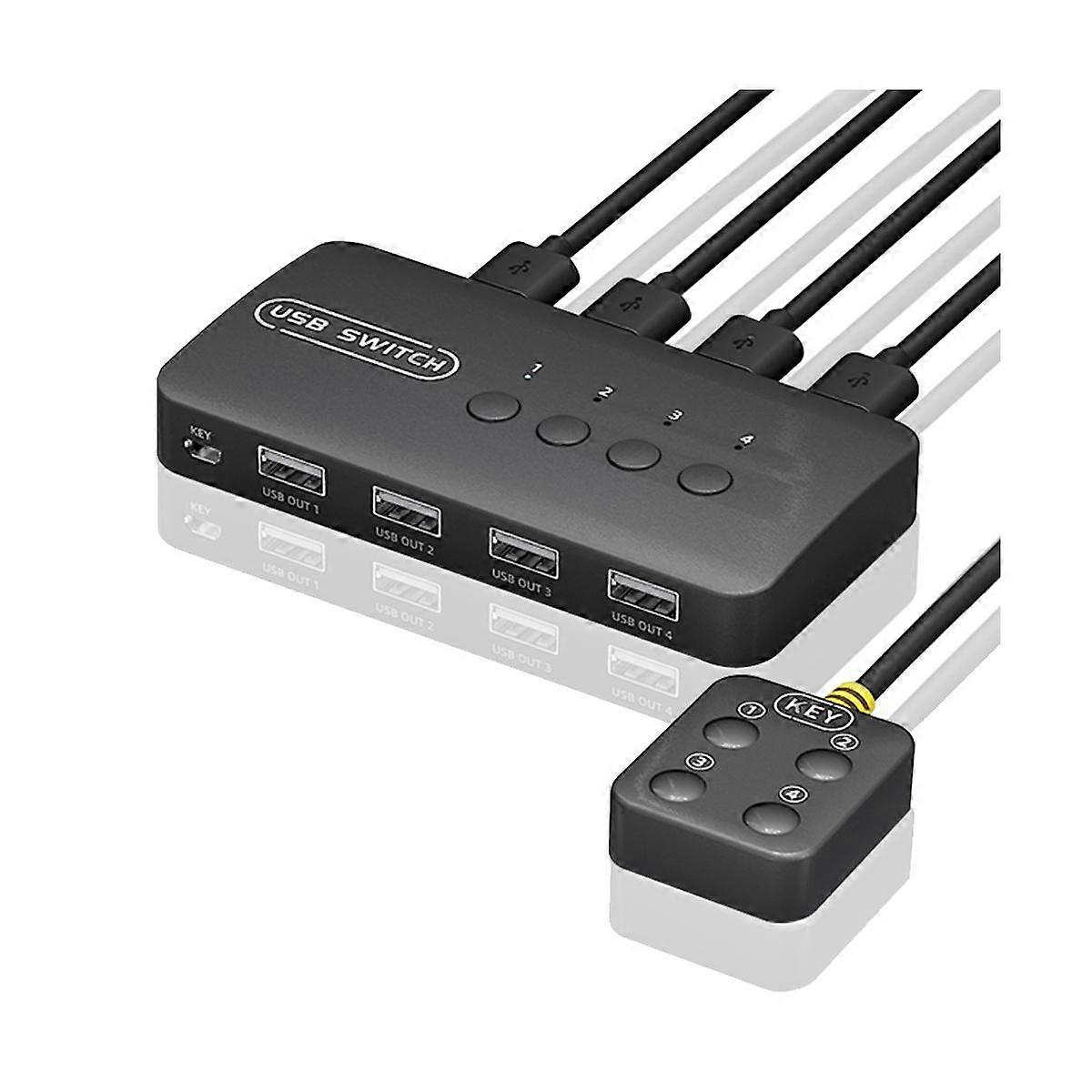 KVM Switch Shared Controller Adapter 4 Inputs 4 Outputs for Laptop Computer Printer Keyboard Mouse