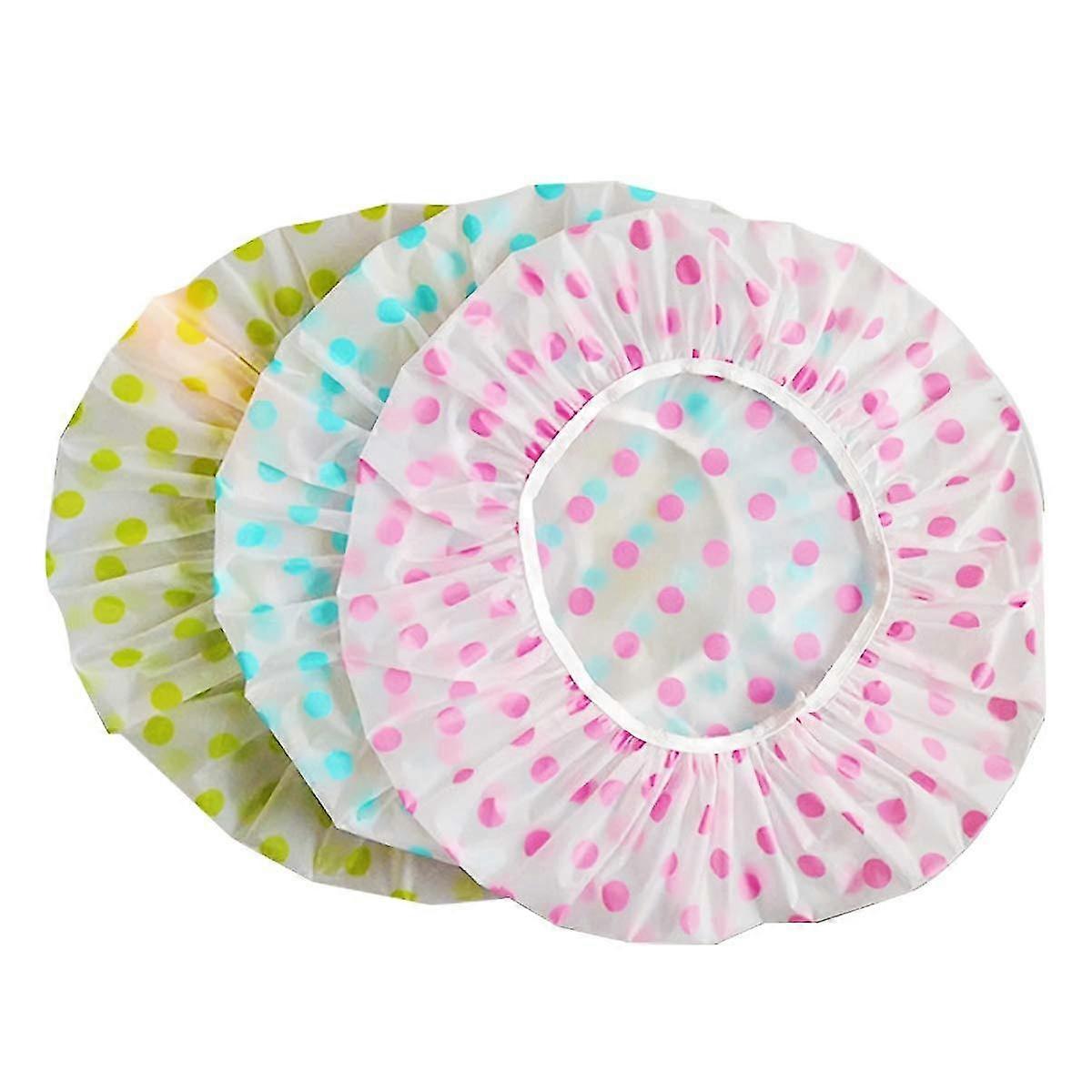 6 Pieces Waterproof Plastic Shower Cap,elastic Reusable Bathing Hair Cap