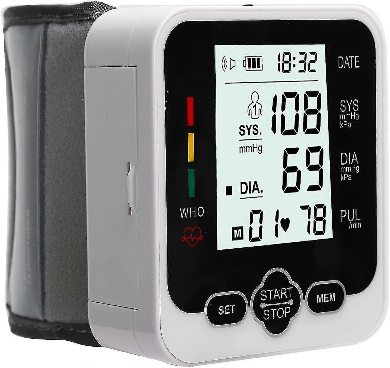 Blood Pressure Monitor,automatic Voice Broadcast Wrist,lcd Screen