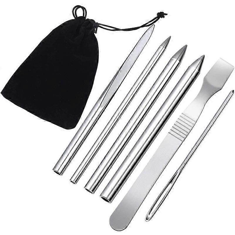 6 Pieces Paracord Stitching Set 6 Sizes Paracord FID Lacing Stitching Needles Paracord Smoothing Tool Lacing Leathercraft Needle for Paracord, Silvery