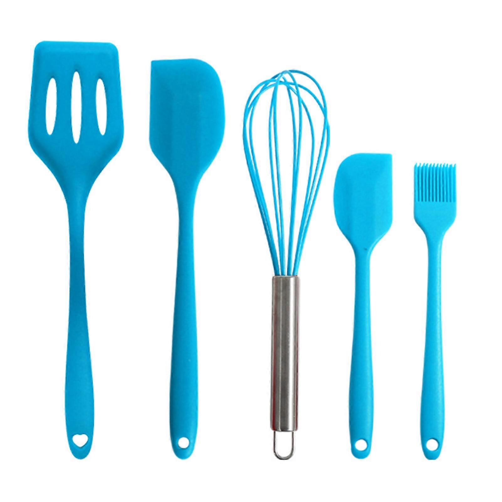5Pcs Silicone Cooking Utensils Set Non-Stick Flexible Non-stick Easy to Clean And Dishwasher Safe Cookware KAESI