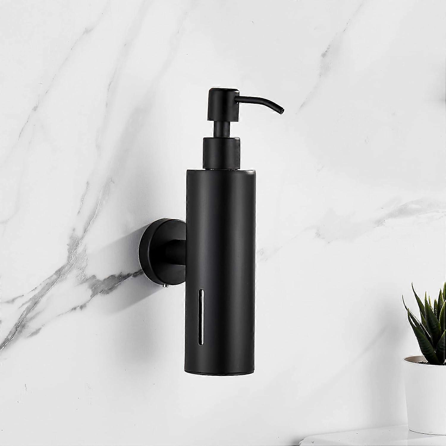 Black Soap Dispenser, 250ml Refillable Round Shampoo Dispenser Bathroom Soap Dispenser with Viewing Window