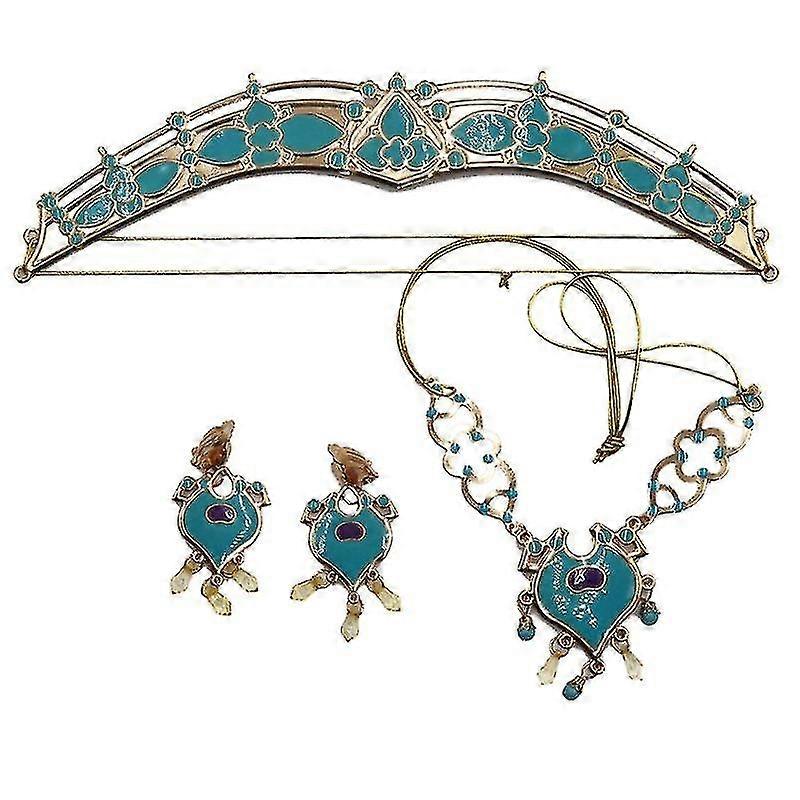 3 Pcs Classy Jasmine Necklace Earrings Princess Headband Set For Women Gift