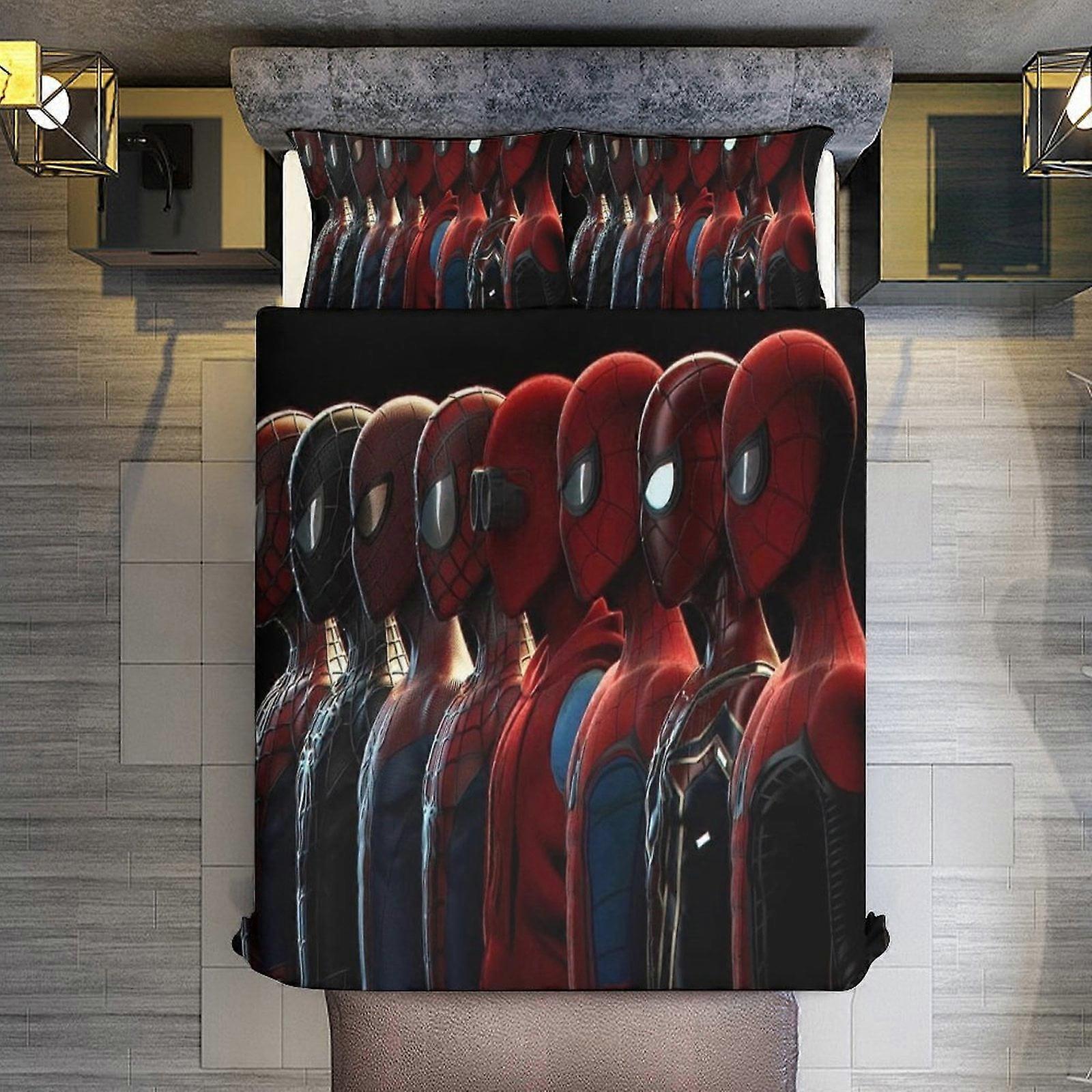 v391 Lakan Sängkläder Spider-Man Ghost 3 Piece Sets Full / Queen Size - Vändbara mikrofibertäcken med 2 Shams Mjuk Lätt Överkast Täcke