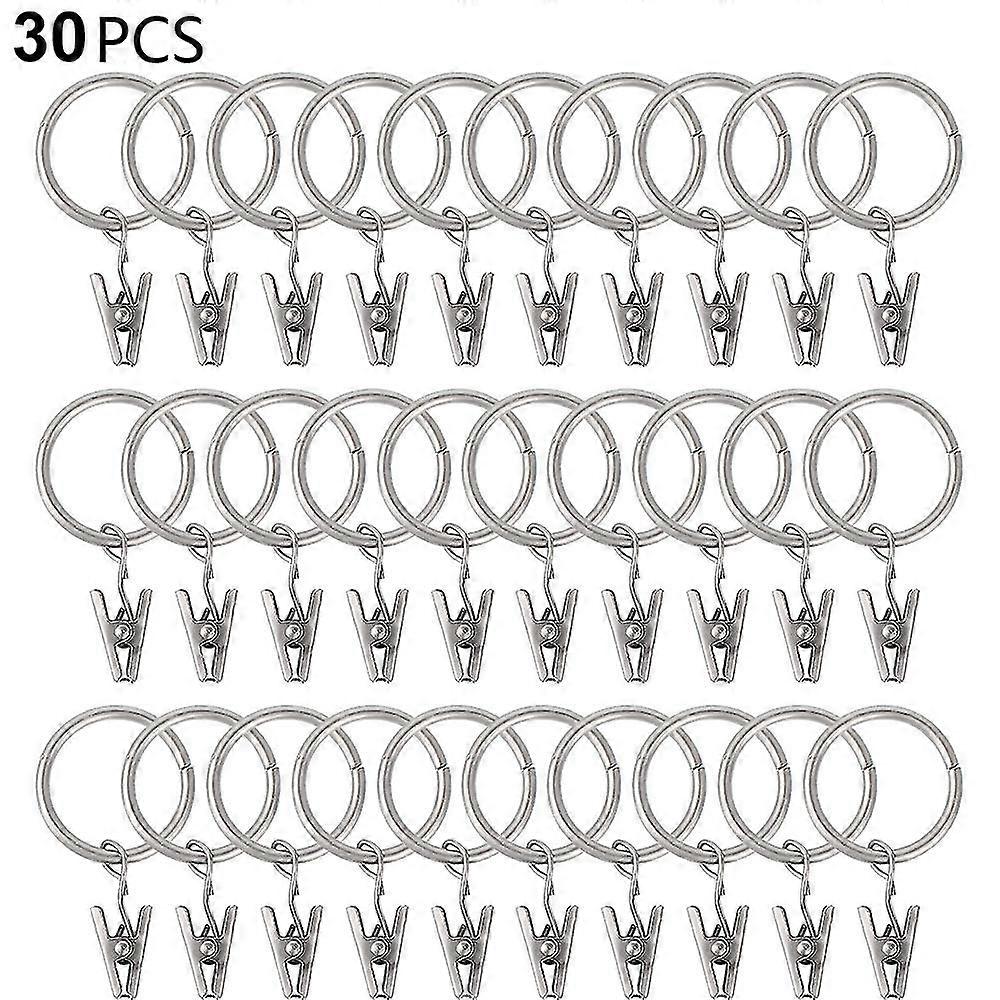 Set Of 30 Bronze Curtain Rings With Clips / Heavy-duty Decorative Metal Drape Clip Hooks Set With Grommets For Curtains