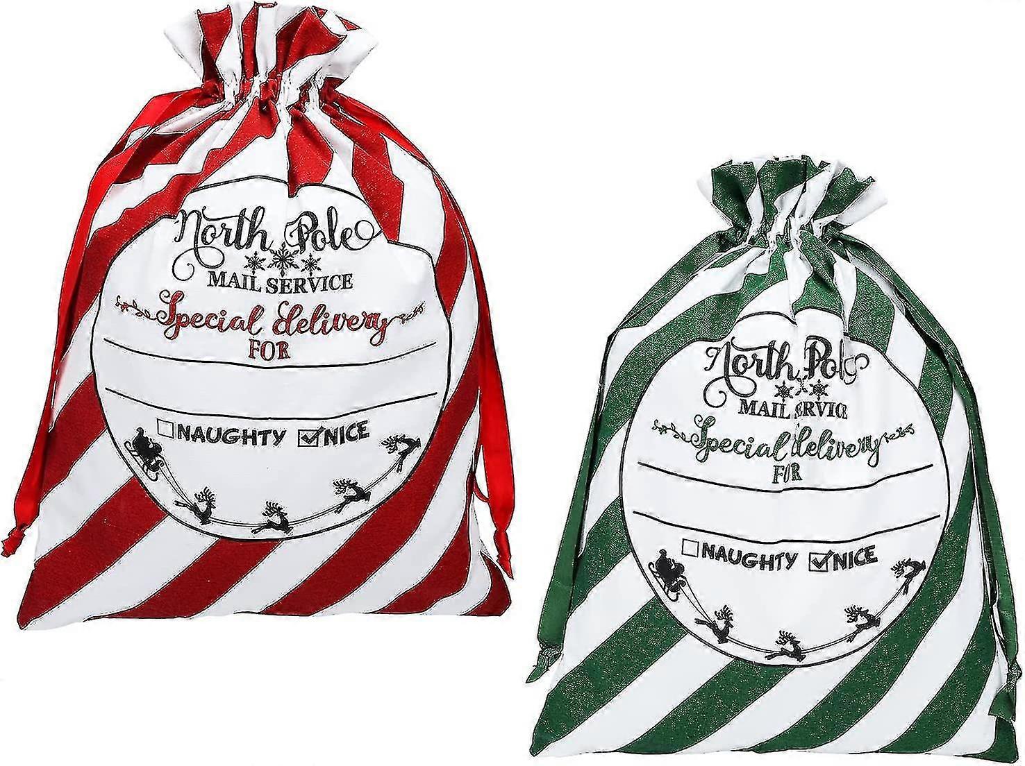 2 Pcs Christmas Gift Sack,with Drawstring,50x70cm