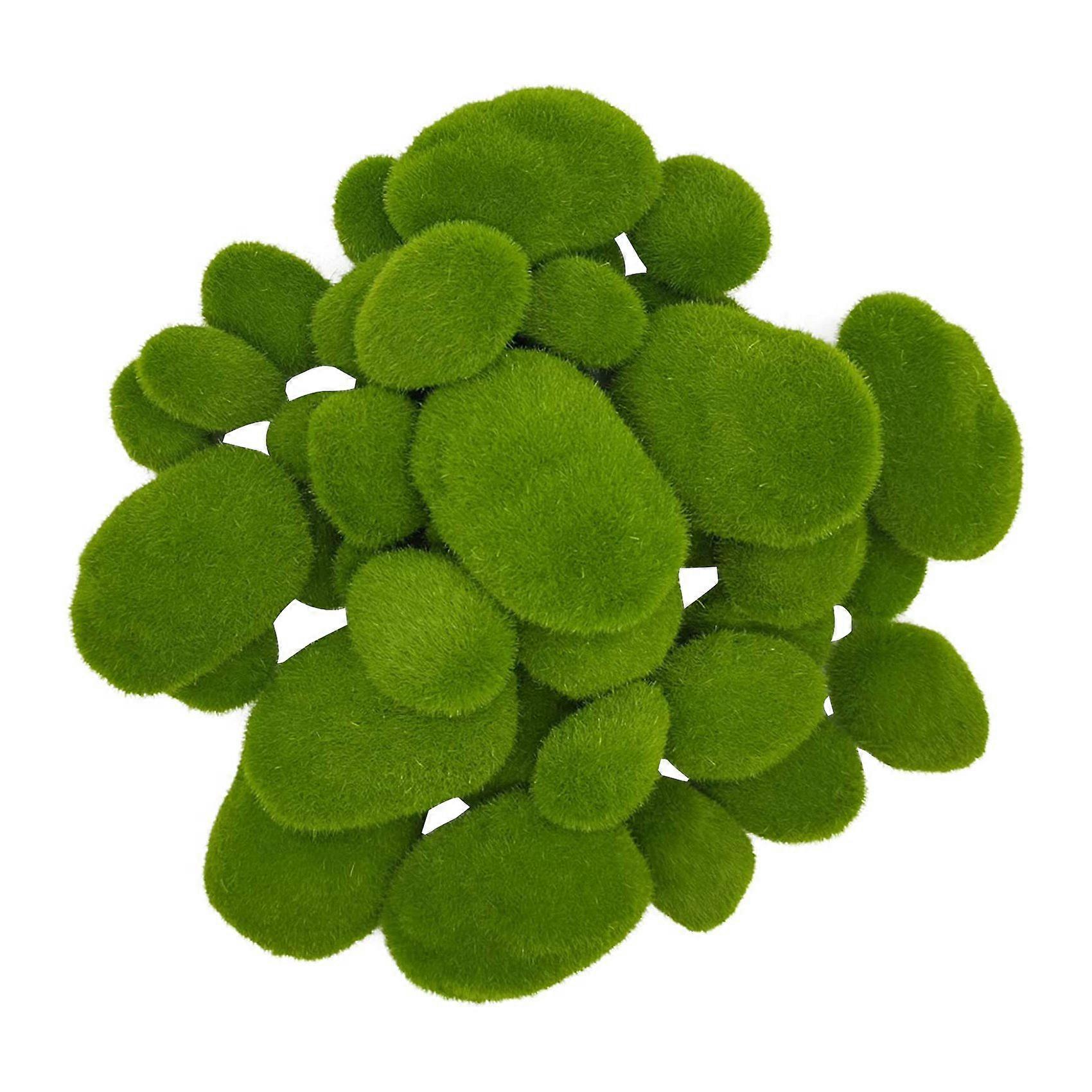 25 Pieces 2 Size Rocks Decorative, Green Moss Balls Arrangements, Fairy and Crafting