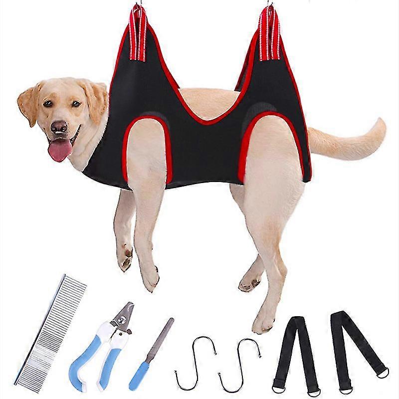 Pet Dog Grooming Hammock Harness With Nail Clippers, Trimmer, Nail File, Comb,breathable Dog Hammock Restraint Bag, Dog Grooming Sling Helper F