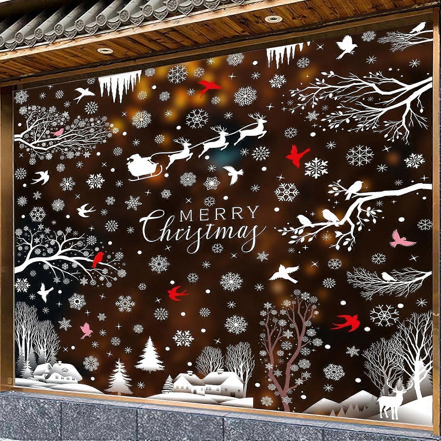 Christmas Window Clings for Glass Windows 9 PCS Large Merry Christmas Snowflake Window Stickers Decals-9-window-stickers