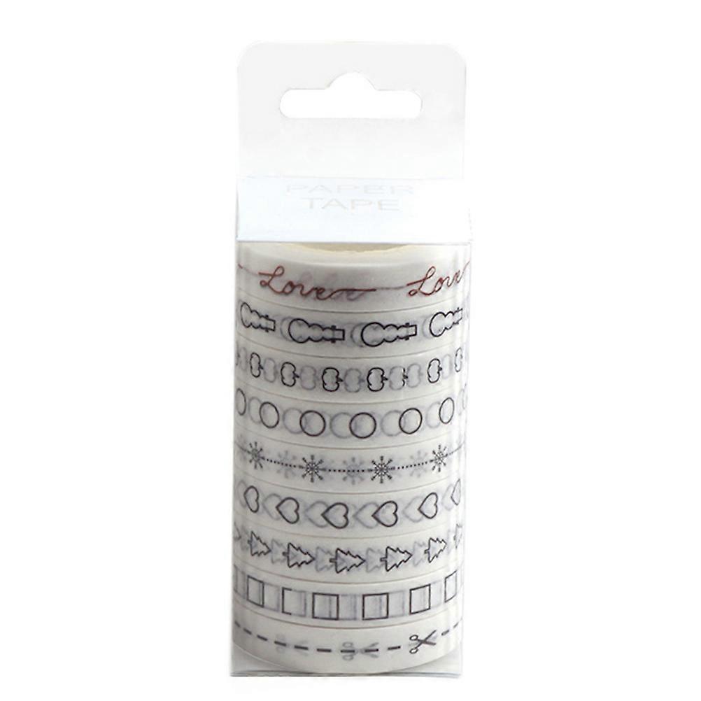 9pcs Simple DIY Washi Tapes Decorative Wrapping Sticky Paper Masking Tape for Scrapbook Craft (White)