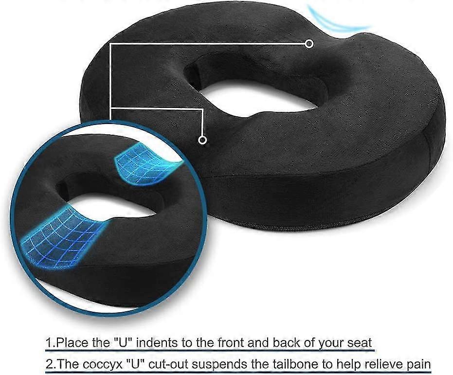 دونات وسادة البواسير وسادة عظم الذنب - وسادة لتخفيف آلام العظام للحمل ، العصعص ، تقرحات السرير ، ما بعد الولادة ، عرق النسا ، أسود