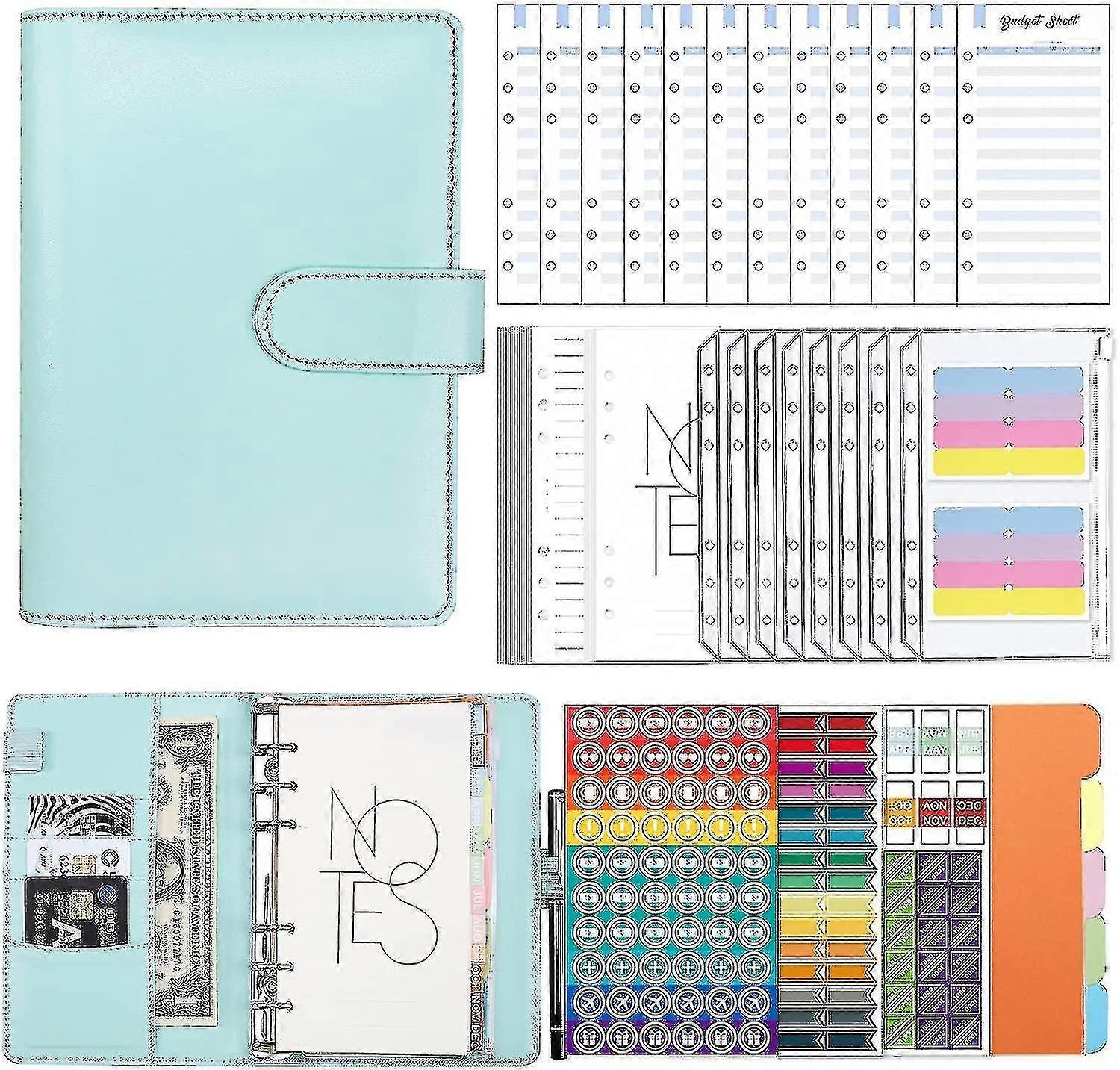 A6 Budget Binder With Zipper Envelopes Pu Leather Refillable Money Saving Binder