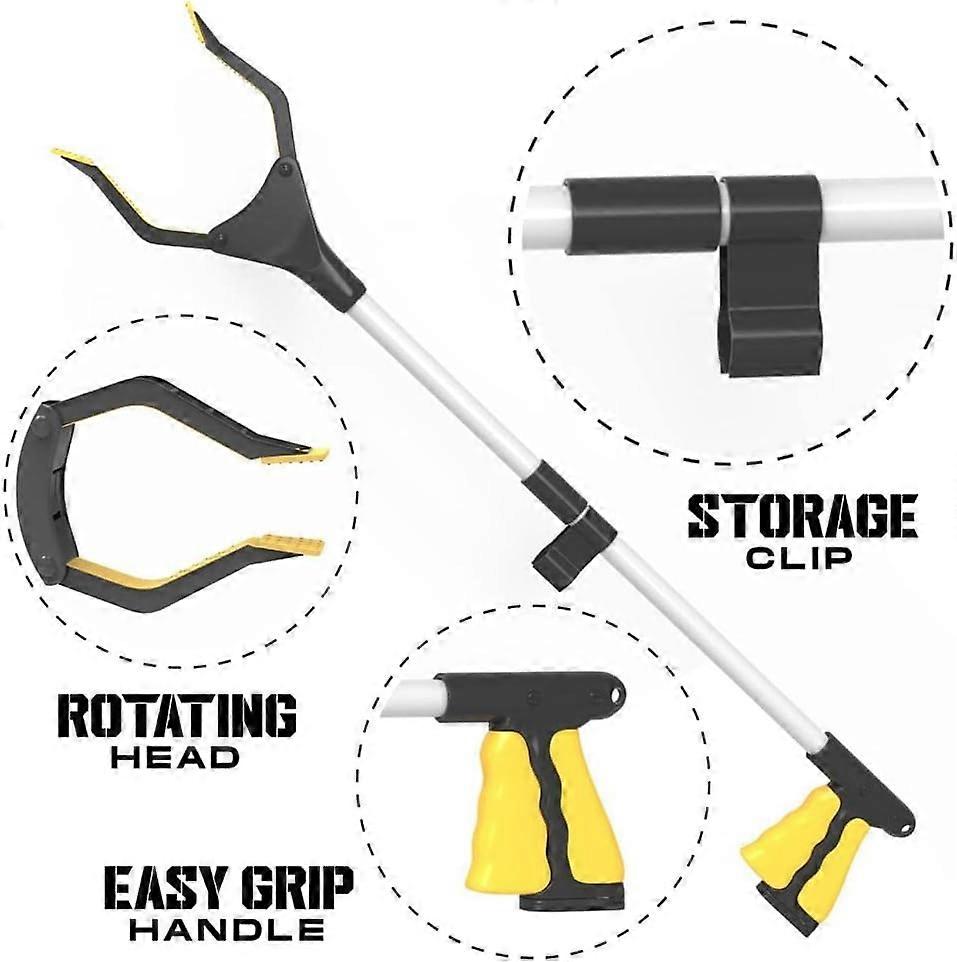 Garbage PickerYellow, 81cm with Magnetic Handle, Foldable, Garden Grab Tool, Arm Extender, Handicapped