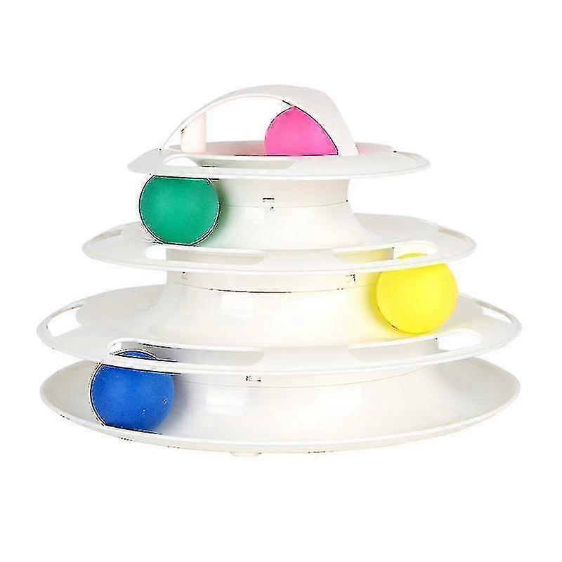 Turntable Four-Layer Pet Cat Toy(White)