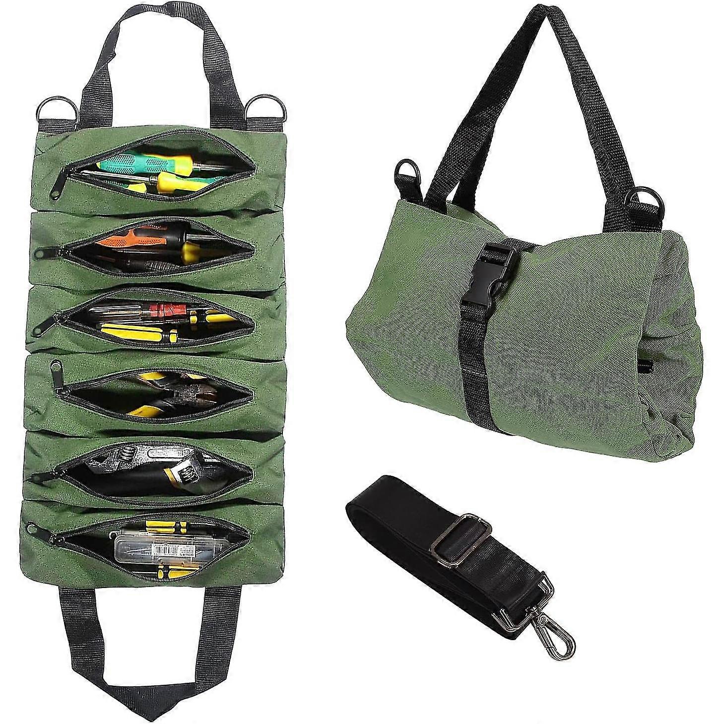 30-Pockets Canvas tool bag, 14-Inch Heavy Duty tool bag, Waxed Canvas tool bags heavy duty, Tool duffel, Lineman tool bag, Electrician tool bag, Tool Carhartt 16-Inch 30 Pocket Toolbag Carhartt Brown - 40.6x30.5x24.1 cm