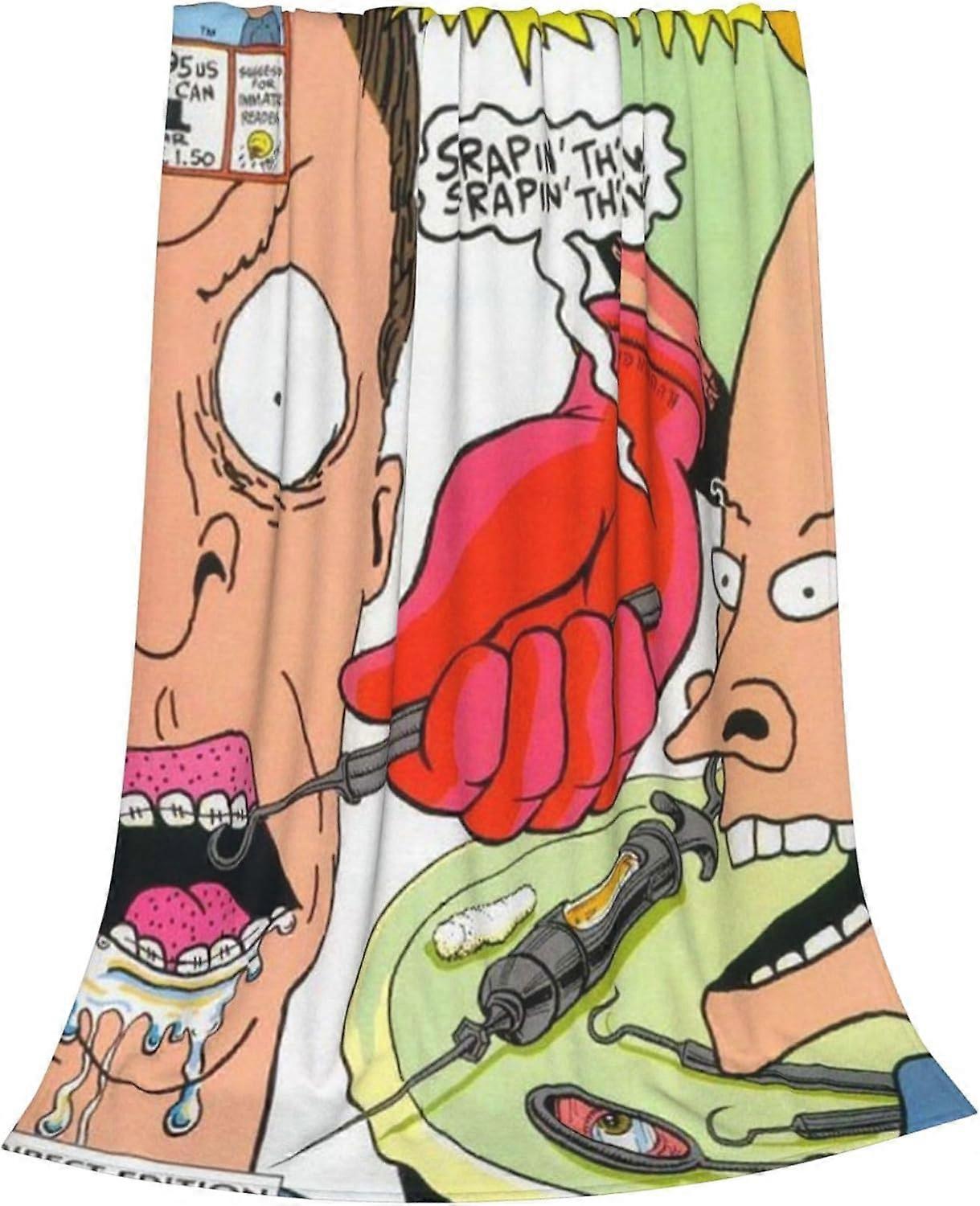 Beavis Animation Butthead Fleece Throw Blanket Plush Soft Blanket Polyester Cover for Sofa and Bed