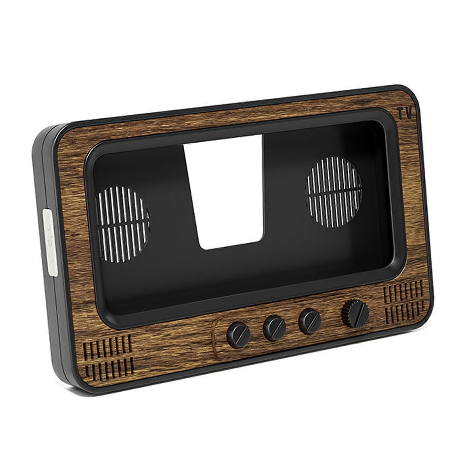 Retro TV Shape Phone Stand with Speaker Multi-Function Tabletop Phone Stand for Home Room Office