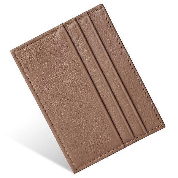 Thin card holder in a genuine leather wallet 6 card slots Dark brown
