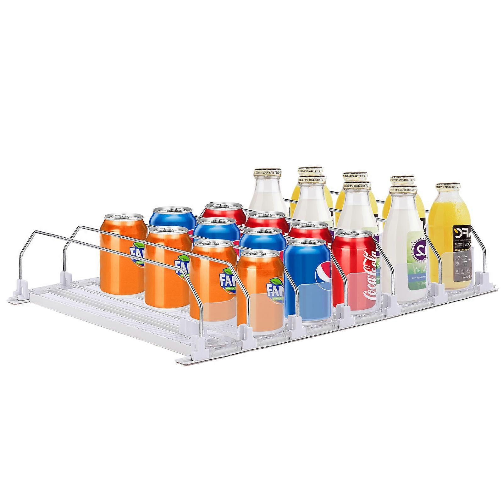 100% New,Drink Organizer for Fridge-White Automatic Pusher Glide- Set Of 6/5/3 PCS 31cm 38cm Drink Organizer