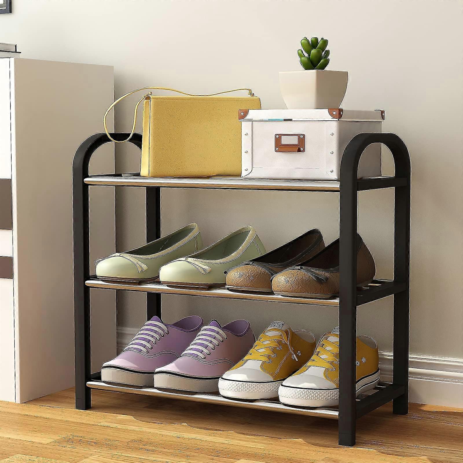 Small Shoe Rack, 3-Tier Shoe Rack Multifunctional Lightweight Organizer ...