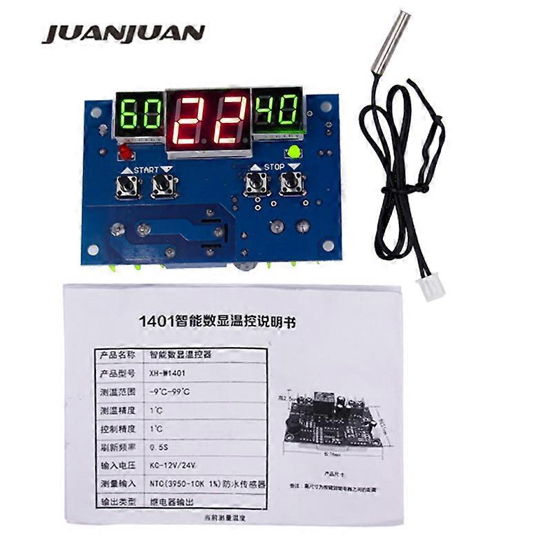 DC12V W1401 Digital Thermometer Thermostat Temperature Controller With NTC Sensor  Waterproof Probe LED display Circuit board