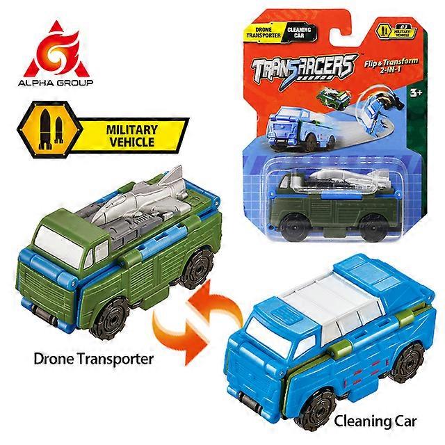 Transracers 1pcs 2-in-1 Transforming Vehicles Toy Flip Cars Action Figures Car Mini Size Pocket Car Gifts Birthday Kid Toy