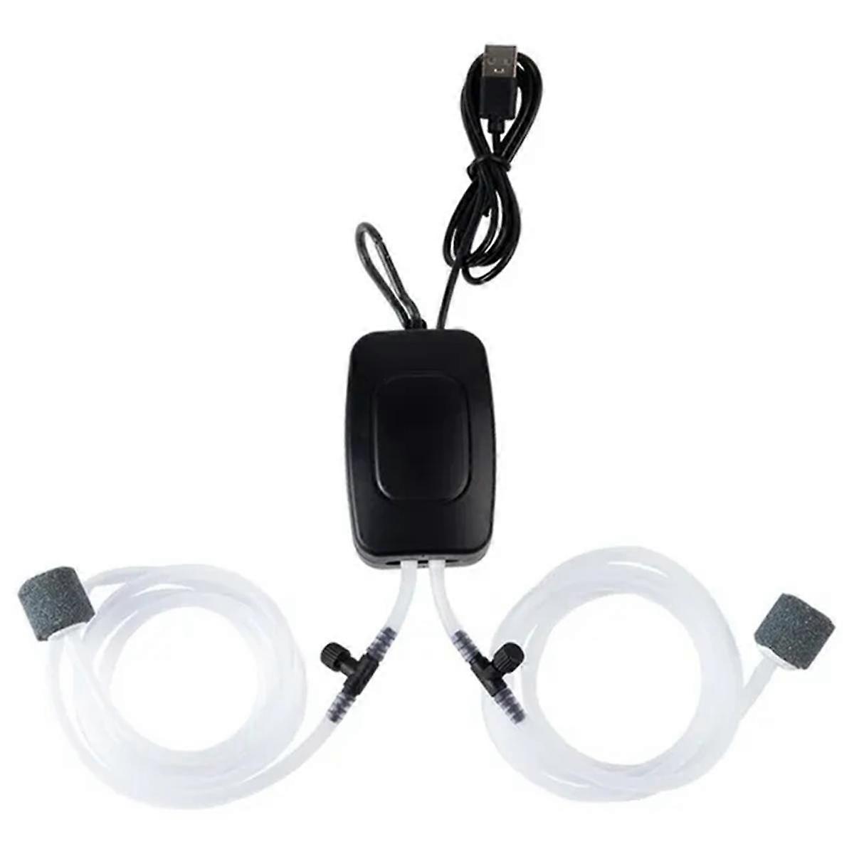 Fish Tank Air Pump USB Powered Aerator Aquarium Accessories Adjustable Air Valve Silent Bubble Oxygen Pump(Black)