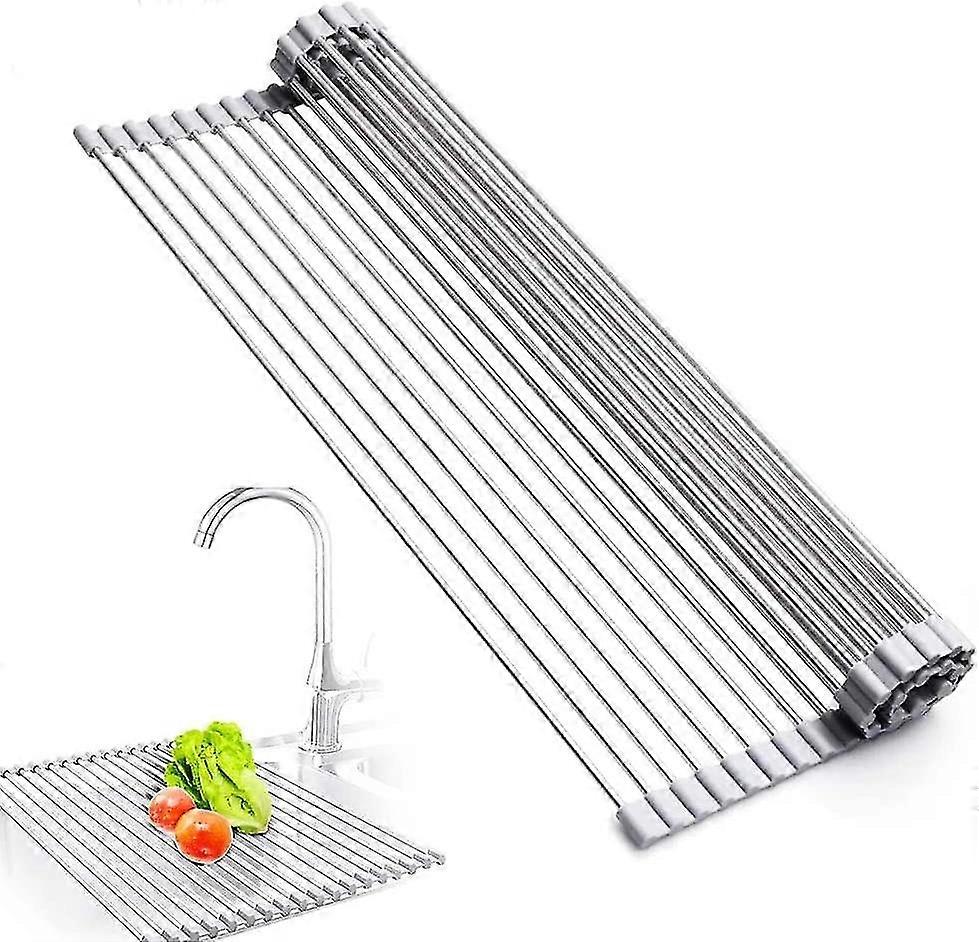 Dish Rack Drying Rack, Roll-up Dish Drying Rack, Dish Drainer, Durable Silicone