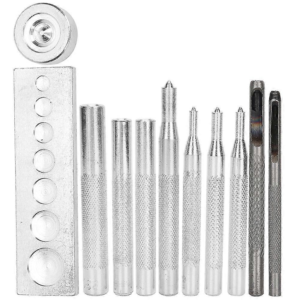 Snap Fastener Tool Set Hole Puncher Button Setter 7 In 1 Base Leather Craft Tool Kit